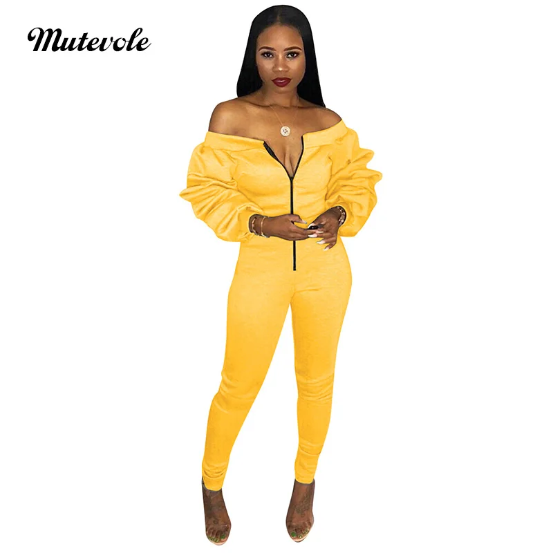 Mutevole Bodycon Draped Off Shoulder Jumpsuits Women Slash Neck Front Zipper Jumpsuit Sexy Party Long Lantern Sleeve Jumpsuit
Mutevole Bodycon Draped Off Shoulder Jumpsuits Women Slash Neck Front Zipper Jumpsuit Sexy Party Long Lantern Sleeve Jumpsuit