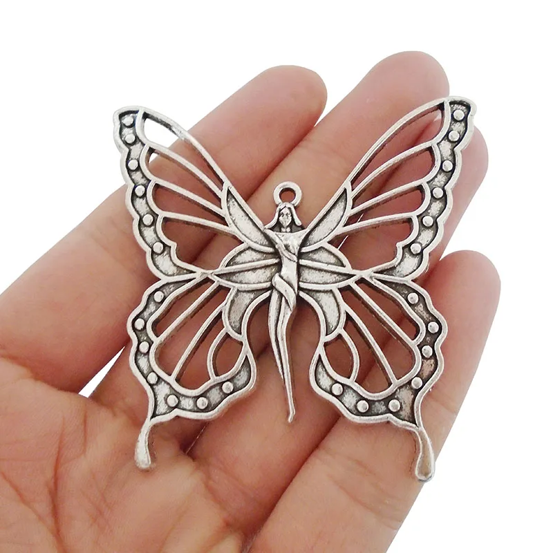 3 x Antique Silver Tone Large Goddess Nouveau Butterfly Fairy Charms Pendants Jewelry Findings 59x58mm
3 x Antique Silver Tone Large Goddess Nouveau Butterfly Fairy Charms Pendants Jewelry Findings 59x58mm