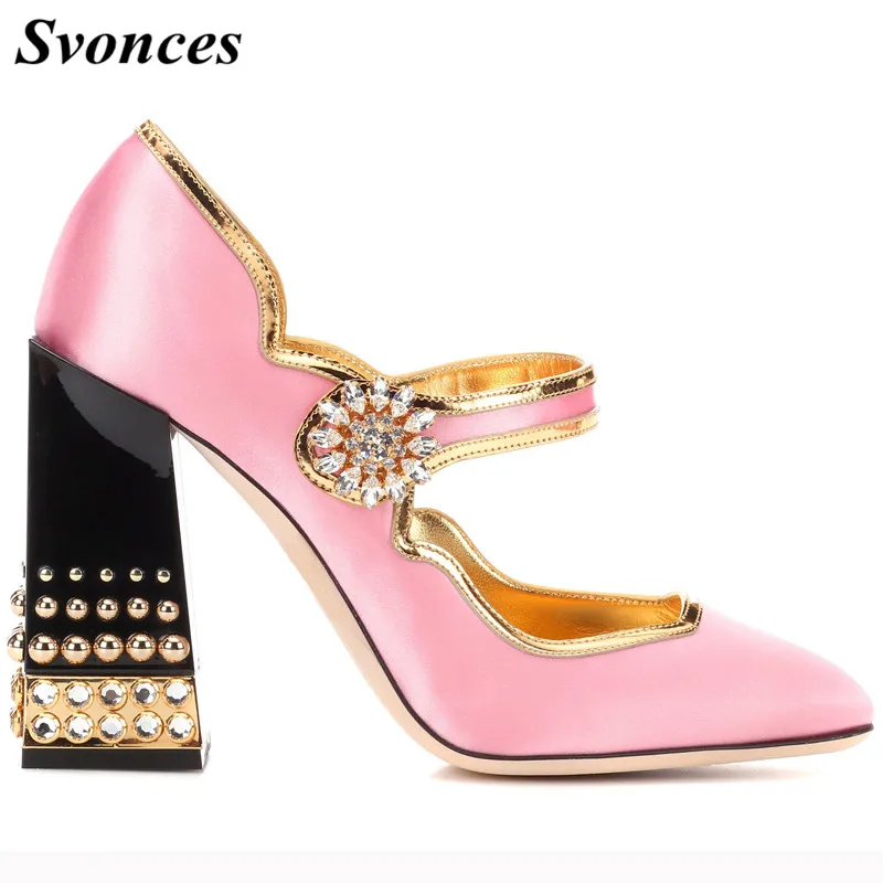 Retro Pink Satin Wedding Shoes Bride Chunky Studs Rivet Heels Women Pumps Mary Janes Shoes Crystals High Heels Princess Lady
Retro Pink Satin Wedding Shoes Bride Chunky Studs Rivet Heels Women Pumps Mary Janes Shoes Crystals High Heels Princess Lady
