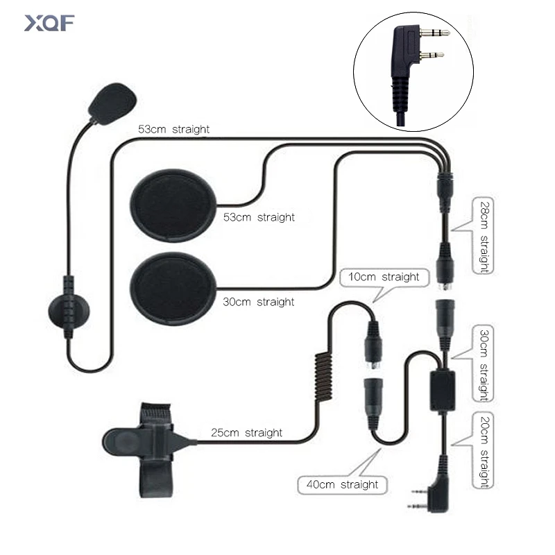 Шлем гарнитура 2 Pin PTT мотоциклетные наушники для рации Kenwood Baofeng Puxing Любительское