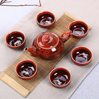 Chinese Kiln Glaze Ceramic Pottery and Procelain Carp Kung Fu Tea Set 1 Teapot 6 Teacup Puerh Gongfu Tea Set Tea Pot Tea Cup
Chinese Kiln Glaze Ceramic Pottery and Procelain Carp Kung Fu Tea Set 1 Teapot 6 Teacup Puerh Gongfu Tea Set Tea Pot Tea Cup