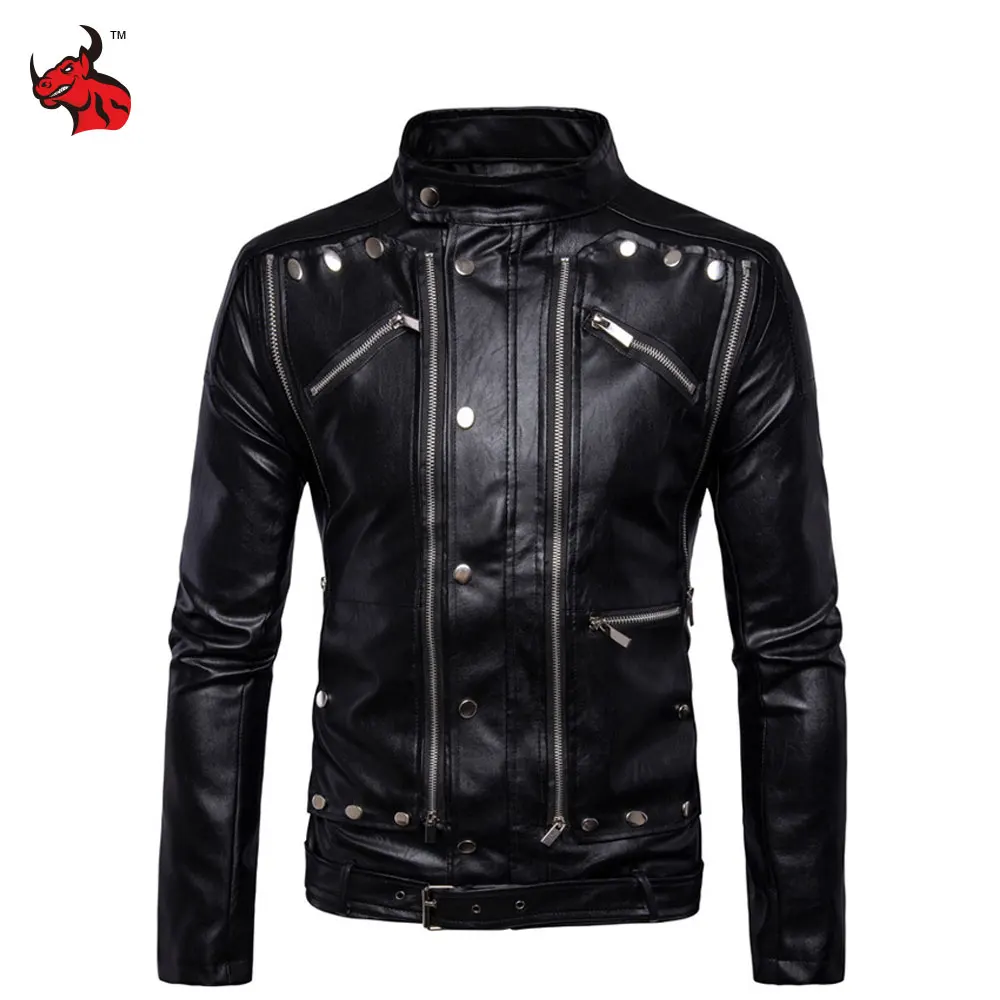 New Retro Vintage Motorcycle Jackets PU Leather Moto Jackets Men Multi Zippers Rivets Punk Biker Leather Stand Collar
New Retro Vintage Motorcycle Jackets PU Leather Moto Jackets Men Multi Zippers Rivets Punk Biker Leather Stand Collar