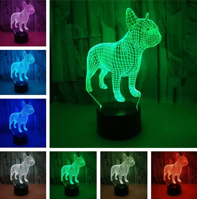 3D LED French Bulldog Night Lamp 7 Colors Chage USB Hologram Decor Lamp Table Desk Lights Birthday Party Gift For Friends
3D LED French Bulldog Night Lamp 7 Colors Chage USB Hologram Decor Lamp Table Desk Lights Birthday Party Gift For Friends