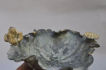 12cm chinese bronze gilt lotus leaf Snails animal lucky statue Pen wash Ashtray
12cm chinese bronze gilt lotus leaf Snails animal lucky statue Pen wash Ashtray
