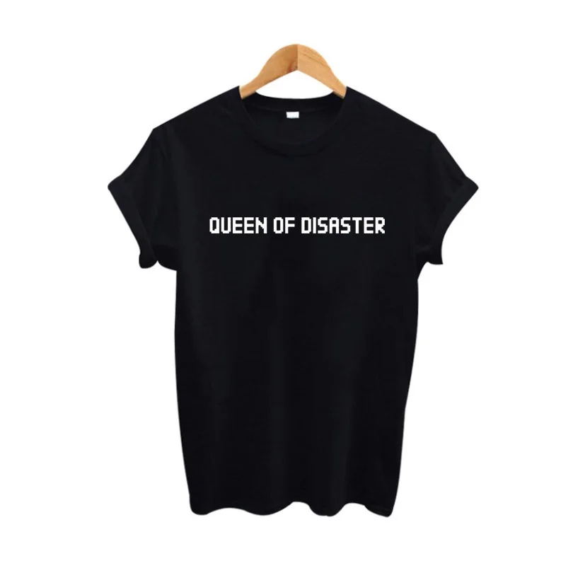 Queen Of Disaster New Fashion Harajuku Slogan tshirt Women Tops Funny Punk T Shirt Black White Hip Hop Street Clothing
Queen Of Disaster New Fashion Harajuku Slogan tshirt Women Tops Funny Punk T Shirt Black White Hip Hop Street Clothing