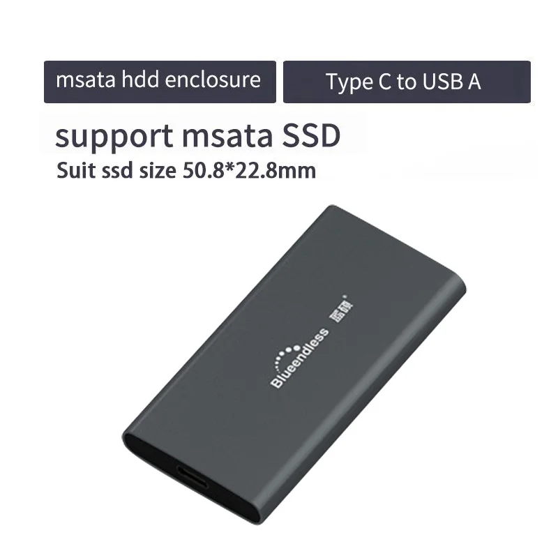 New product Aluminum m.2 ssd case portable hard disk msata to usb type c msata case 224222602280 hard drive msata enclosure (14)