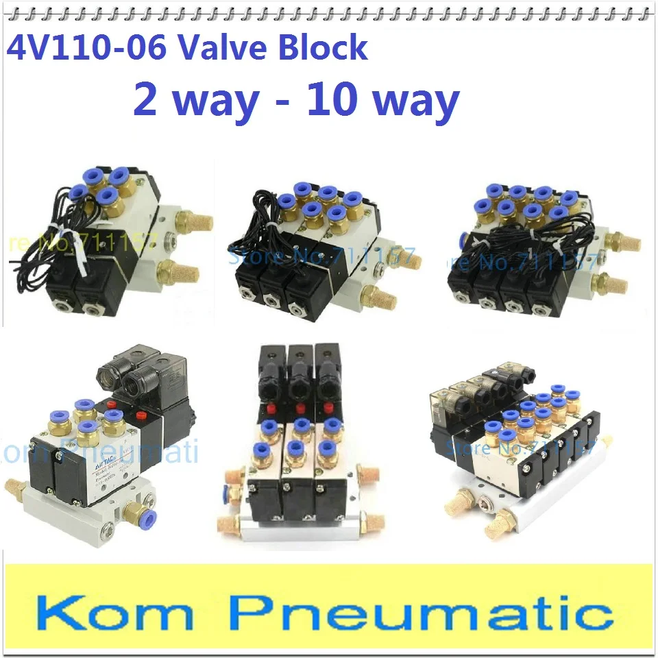 Multi Option 4V110-06 Electromagnetic Solenoid Valve Block With Muffler Fitting Base Manifold DC 12v 24v AC 110v 220v 2 10 Way
Multi Option 4V110-06 Electromagnetic Solenoid Valve Block With Muffler Fitting Base Manifold DC 12v 24v AC 110v 220v 2 10 Way