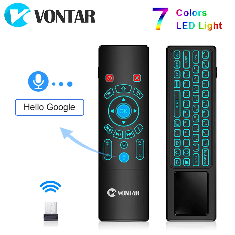 VONTAR T8 Plus Air Mouse беспроводная мини клавиатура с тачпадом и подсветкой 2 4