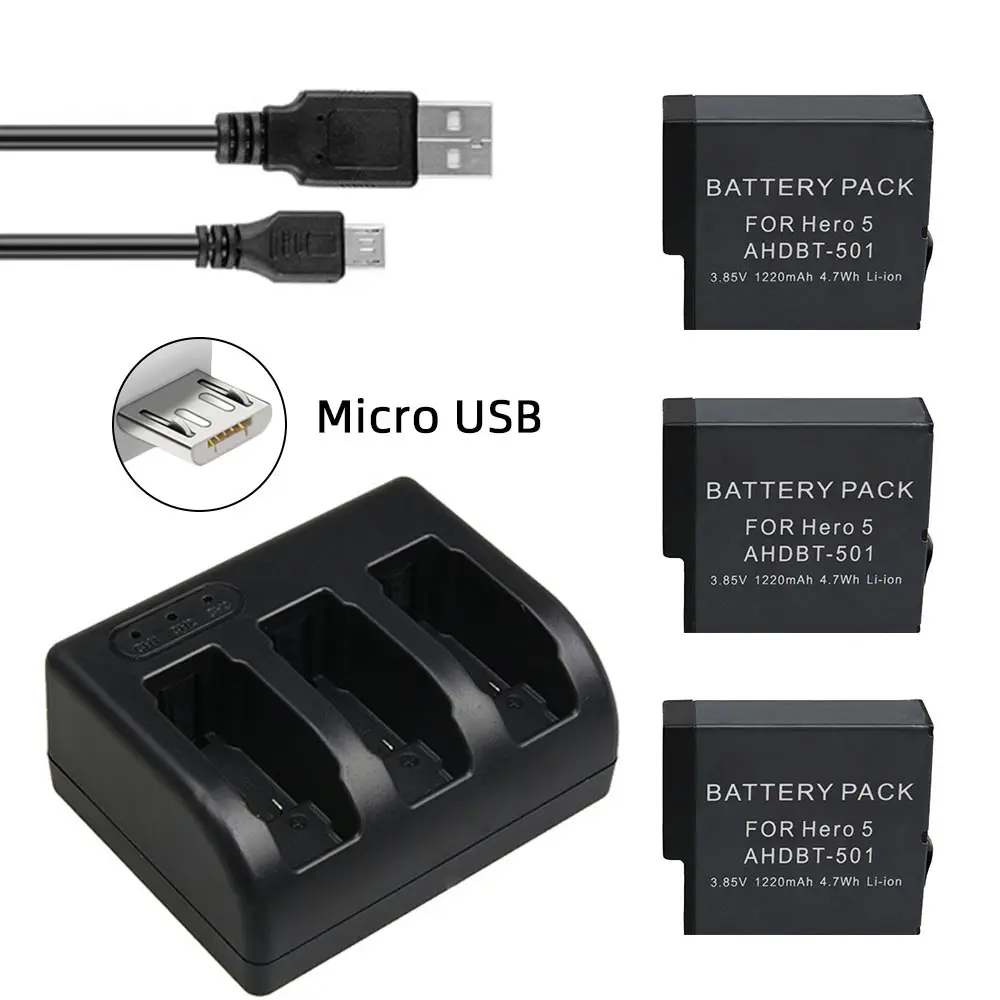 MountDog 3 Pcs Battery With Three Ports USB Charger For GoPro Hero 7 6 5 Black Action Camera Batteries for Go Pro 7 Accessories
MountDog 3 Pcs Battery With Three Ports USB Charger For GoPro Hero 7 6 5 Black Action Camera Batteries for Go Pro 7 Accessories