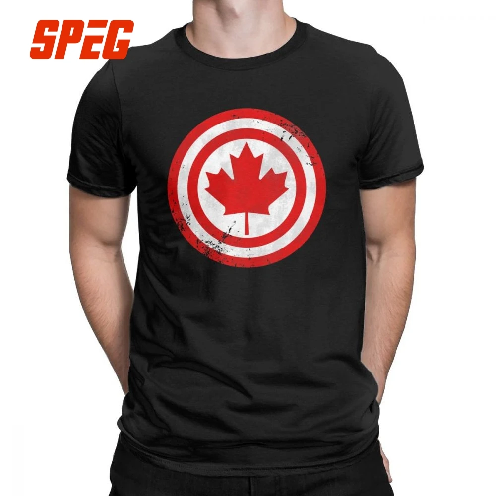 

Captain Canada Pride Distressed T-shirt Men Canadian Maple Leaf Vintage Cotton Tee O Neck Short Sleeve T Shirts Gift Clothes