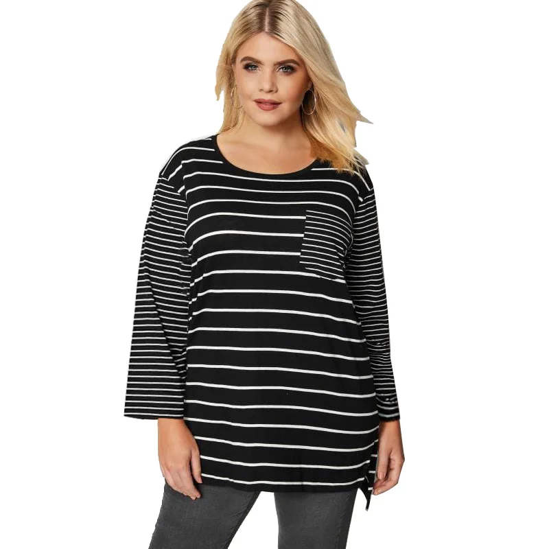 2019 Autumn Fashion Woman T-Shirt Elegant Striped Plus Size Tees Casual Long Sleeve Tops Oversize T Shirt S-5XL
2019 Autumn Fashion Woman T-Shirt Elegant Striped Plus Size Tees Casual Long Sleeve Tops Oversize T Shirt S-5XL
