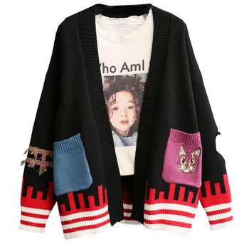 autumn winter new 2018 women sweaters loose v-neck animal cat cute knitted pink lady cardigans embroidery outwear coat tops
autumn winter new 2018 women sweaters loose v-neck animal cat cute knitted pink lady cardigans embroidery outwear coat tops