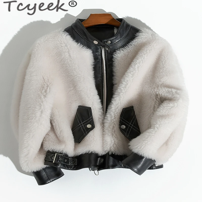 Зимняя женская куртка Tcyeek модная одежда из натурального меха Корейская уличная