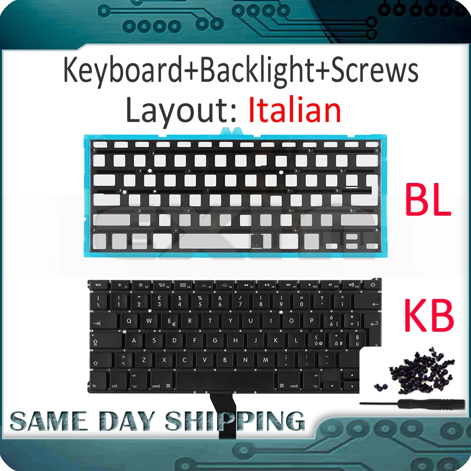 New for Apple Macbook Air 11" A1370 A1465 Italian Italiy Standard Keyboard with Backlight Backlight + Screws 2011-2015 Year
New for Apple Macbook Air 11" A1370 A1465 Italian Italiy Standard Keyboard with Backlight Backlight + Screws 2011-2015 Year