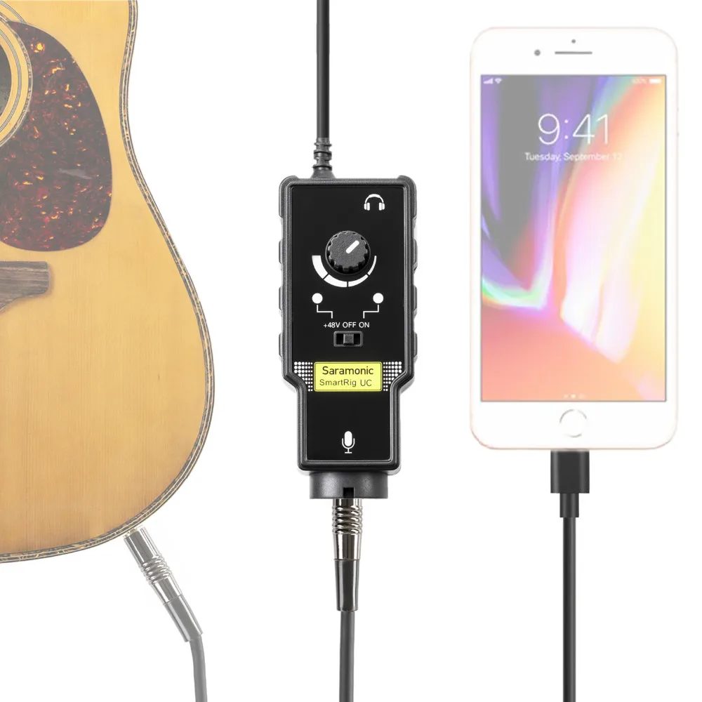 

Saramonic XLR Karaoke Microphone Preamplifier guitar interface Audio Adapter for Apple iPad iPhone 8 7 7 plus x ipad ipod