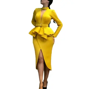 New Fashion Women Sexy Split V -section Holder Mid -calf Falbala Asymmetric Bodycon Slender Office Lady Party Coat With Belt
New Fashion Women Sexy Split V -section Holder Mid -calf Falbala Asymmetric Bodycon Slender Office Lady Party Coat With Belt