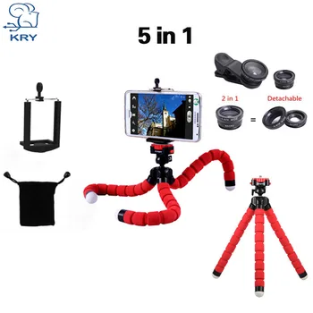 KRY 5in1 Tripod fish eye Fisheye Lentes 3in1 lenses for iPhone 6 7 for xiaomi mi6