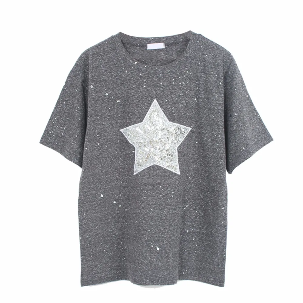 Plus Size T shirt Women 2019 Summer Fashion Shiny Star Patterns with Sequined Short Sleeve Loose Casual Tee Shirt Femme
Plus Size T shirt Women 2019 Summer Fashion Shiny Star Patterns with Sequined Short Sleeve Loose Casual Tee Shirt Femme