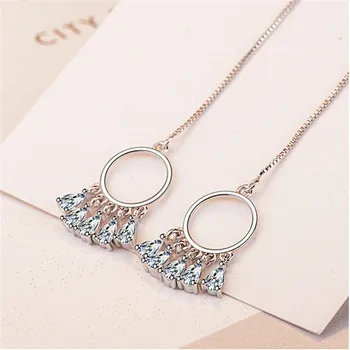 LULU-PIG Hot new 925 silver earrings Korean tassel earrings drop zircon dream catcher earrings pendant long ear line EH287
LULU-PIG Hot new 925 silver earrings Korean tassel earrings drop zircon dream catcher earrings pendant long ear line EH287