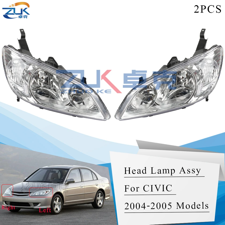 ZUK 2PCS Front Headlight Headlamp Head Light Head Lamp Assy For HONDA For CIVIC 2004 2005 ES5 ES8 Left Right
ZUK 2PCS Front Headlight Headlamp Head Light Head Lamp Assy For HONDA For CIVIC 2004 2005 ES5 ES8 Left Right