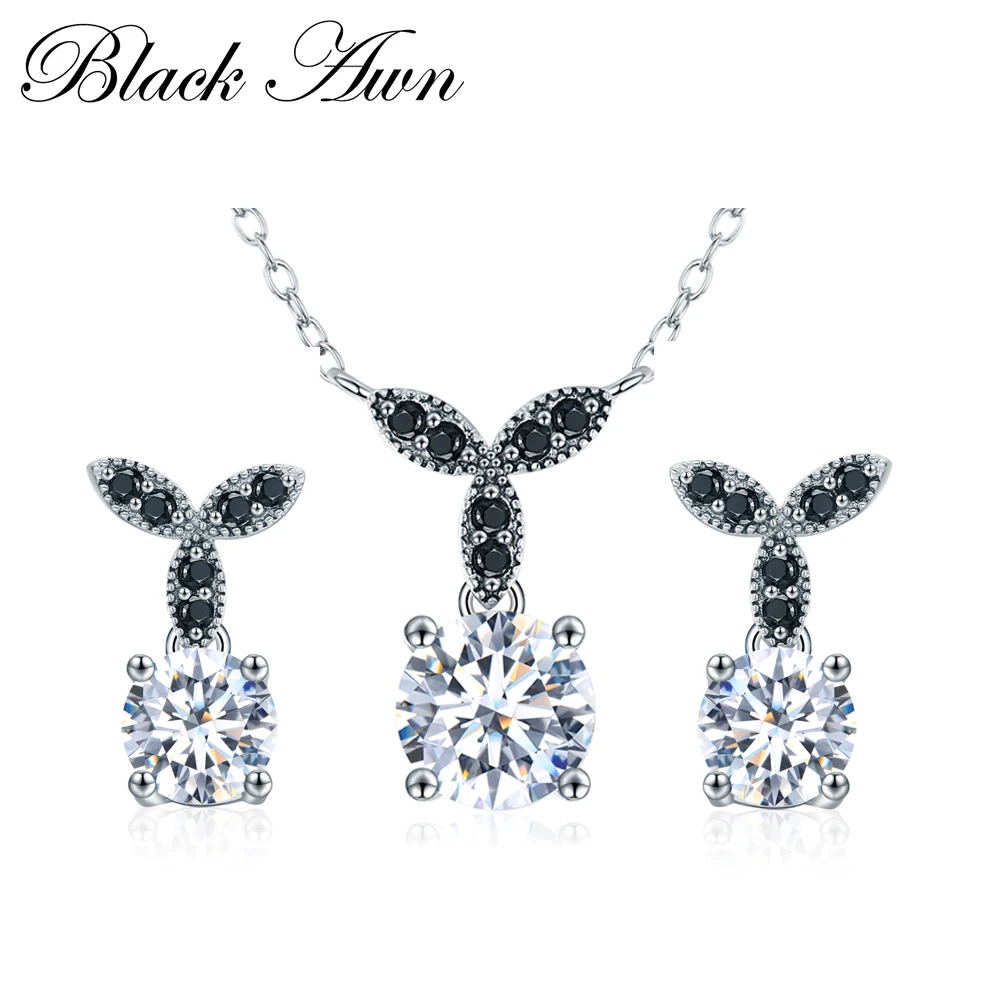 BLACK AWN 2019 New 925 Sterling Silver Fine Jewelry Sets Trendy Engagement Wedding Necklace+Earring for Women PT035
BLACK AWN 2019 New 925 Sterling Silver Fine Jewelry Sets Trendy Engagement Wedding Necklace+Earring for Women PT035