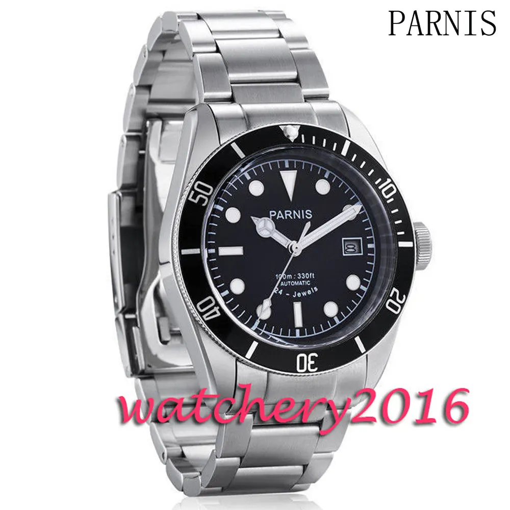 

Fashion Parnis 42mm white dial Power Reserve Sapphire Glass date window Japan 26 Jewels miyota 9100 Automatic Men's Watch