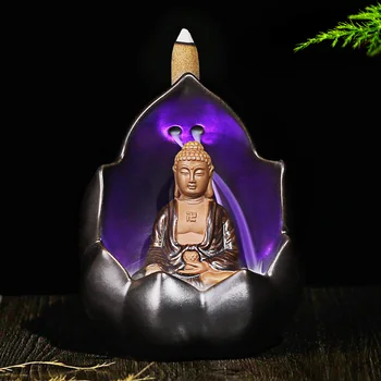 Ceramic gifts incense incense Buddha back LED light color ceramic incense smoke incense back view
Ceramic gifts incense incense Buddha back LED light color ceramic incense smoke incense back view