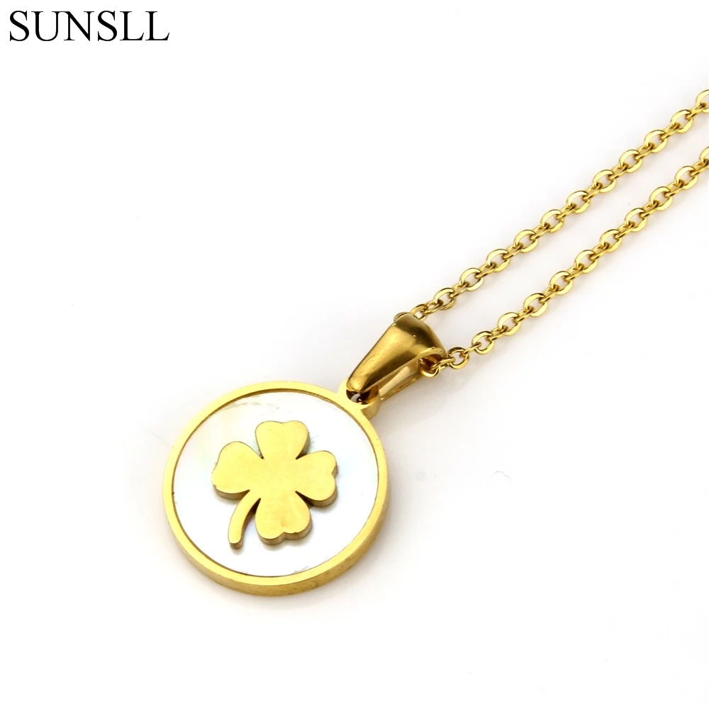 SUNSLL Gold Color Stainless Steel White Shell Four-Leaf Clover Pendant Necklaces Women's Fashion Jewelry CZ Colar Feminina
SUNSLL Gold Color Stainless Steel White Shell Four-Leaf Clover Pendant Necklaces Women's Fashion Jewelry CZ Colar Feminina