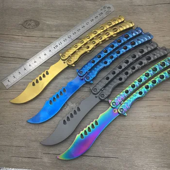 Titanium Rainbow 440C Stainless Steel knife Butterfly Training Knife butterfly knife cosplay knife dull tool no edge
Titanium Rainbow 440C Stainless Steel knife Butterfly Training Knife butterfly knife cosplay knife dull tool no edge