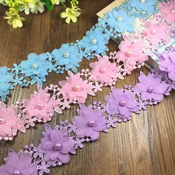 Fashion design 15 yard / lot delicate 3D Chiffon Flower Appliqued with pearl Lace Trim for Sewing Lace Ribbon 6CM Wide
Fashion design 15 yard / lot delicate 3D Chiffon Flower Appliqued with pearl Lace Trim for Sewing Lace Ribbon 6CM Wide