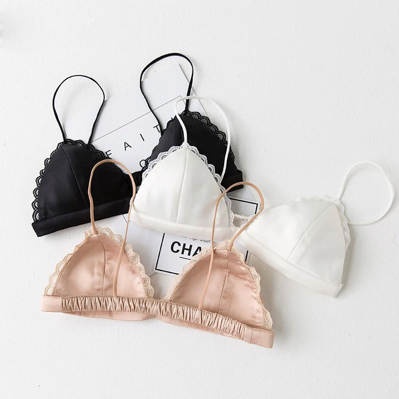 Sample Lace Satin Seamless Wire Free Triangle Cup Bras For Women's With Double Thick Solid Smooth Comfortable Bra
Sample Lace Satin Seamless Wire Free Triangle Cup Bras For Women's With Double Thick Solid Smooth Comfortable Bra