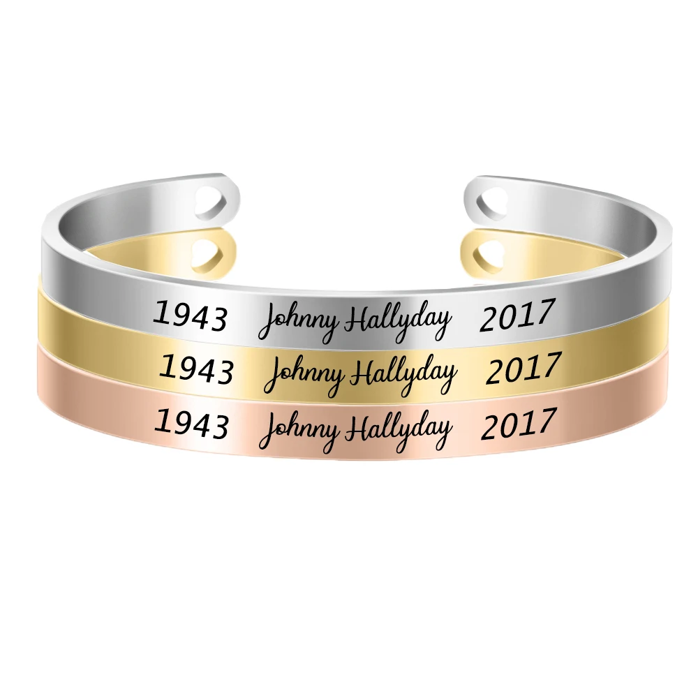 Johnny Hallyday Custom Name Bracelet Stainless Steel Cuff Bangle Custom Nameplate for Women Men Jewelry SL-068
Johnny Hallyday Custom Name Bracelet Stainless Steel Cuff Bangle Custom Nameplate for Women Men Jewelry SL-068