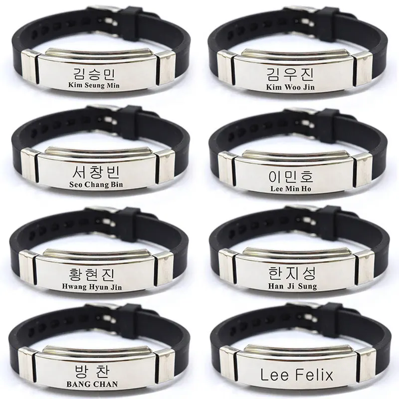 KPOP Stray Kids I Am WHO Member Signature Silicone Stainless Steel Bangles Bracelet Women Men Jewelry Pulseras
KPOP Stray Kids I Am WHO Member Signature Silicone Stainless Steel Bangles Bracelet Women Men Jewelry Pulseras