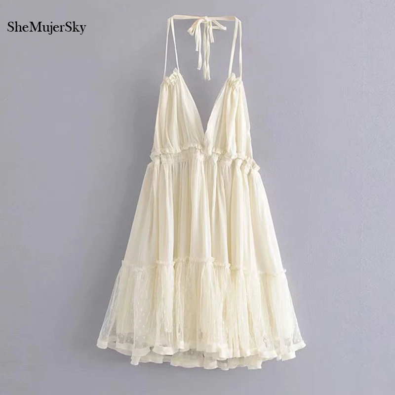 SheMujerSky Sexy Backless Lace Spliced Dress Summer Halter V-neck Mini Dresses Woman Dress Elegant Evening
SheMujerSky Sexy Backless Lace Spliced Dress Summer Halter V-neck Mini Dresses Woman Dress Elegant Evening