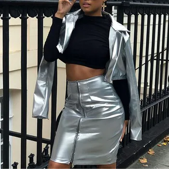 Fashion Turn-down Collar Faux Hole And America 2019 Spring Autumn New Sexy Nightclub Personality Comfort Bright Leather Set
Fashion Turn-down Collar Faux Hole And America 2019 Spring Autumn New Sexy Nightclub Personality Comfort Bright Leather Set