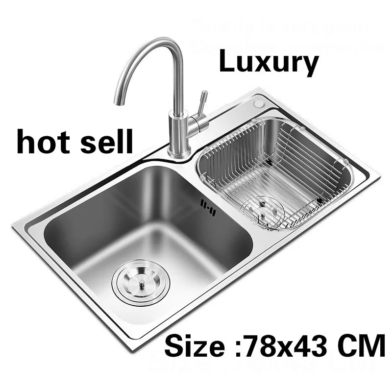 

Free shipping Apartment luxury kitchen double groove sink do the dishes high quality 304 stainless steel hot sell 780x430 MM