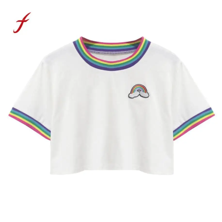 Crop Tops Summer Women Casual Rainbow Printed Tank Short Sleeve Top femme tees ropa verano mujer woman clothes camisa
Crop Tops Summer Women Casual Rainbow Printed Tank Short Sleeve Top femme tees ropa verano mujer woman clothes camisa