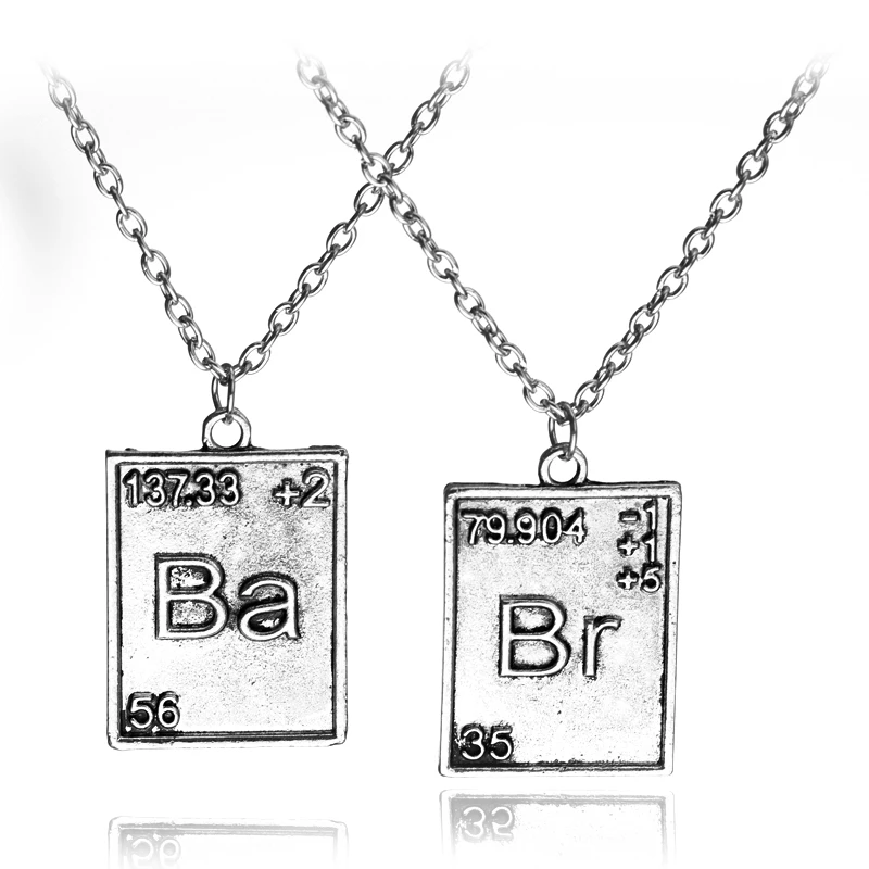 HANCHANG Jewelry Breaking Bad Necklace Br Ba Walter White Heisenberg Chemical Symbol Pendant Necklace Brothers Couple Women Gift
HANCHANG Jewelry Breaking Bad Necklace Br Ba Walter White Heisenberg Chemical Symbol Pendant Necklace Brothers Couple Women Gift