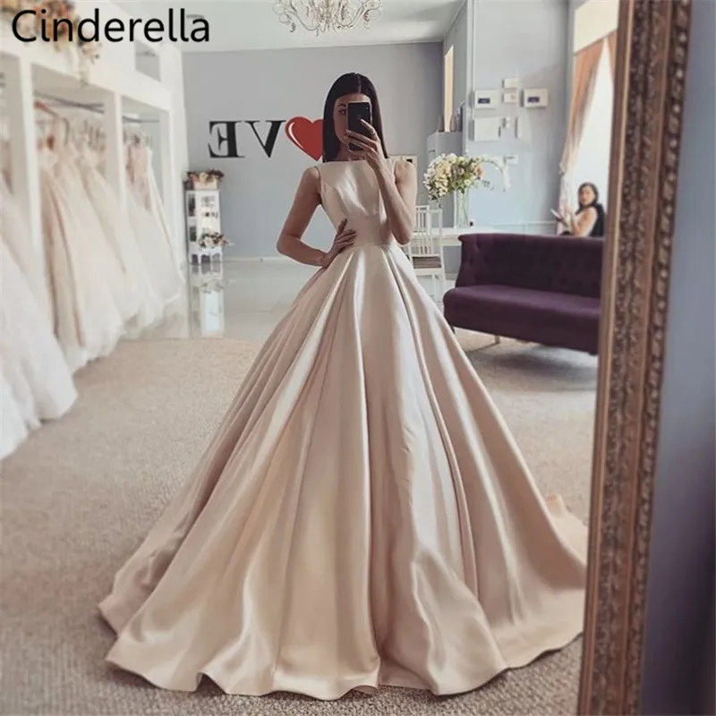 Cinderella Champagne Scoop Sleeveless A-Line Lace Up Back High Quality Satin Evening Dresses vestidos de fiesta de noche
Cinderella Champagne Scoop Sleeveless A-Line Lace Up Back High Quality Satin Evening Dresses vestidos de fiesta de noche