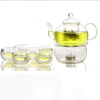 8pcs/pack Glass Teapot Set 1pc 800ml glass teapot 6pcs 50ml double-wall glass cup 1pc keep warmer holder
8pcs/pack Glass Teapot Set 1pc 800ml glass teapot 6pcs 50ml double-wall glass cup 1pc keep warmer holder