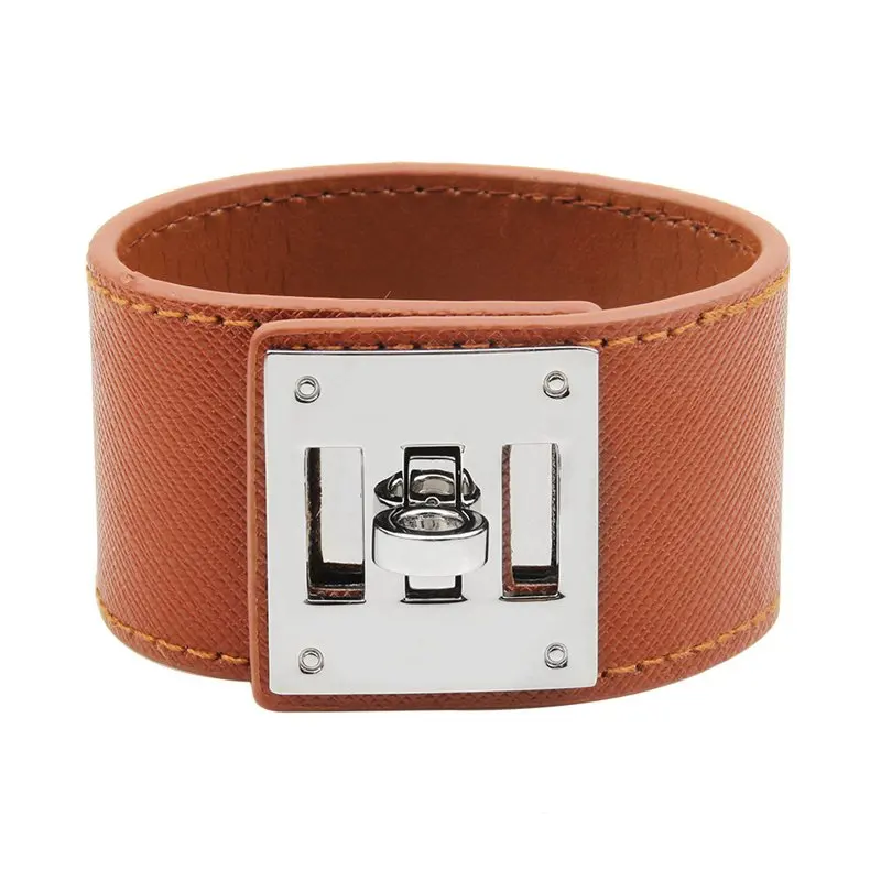Luxury Cuff Women Leather Bracelet Bangles Simple Steel Lock Design Wide Wrap Charm Bracelets Female Jewelry
Luxury Cuff Women Leather Bracelet Bangles Simple Steel Lock Design Wide Wrap Charm Bracelets Female Jewelry