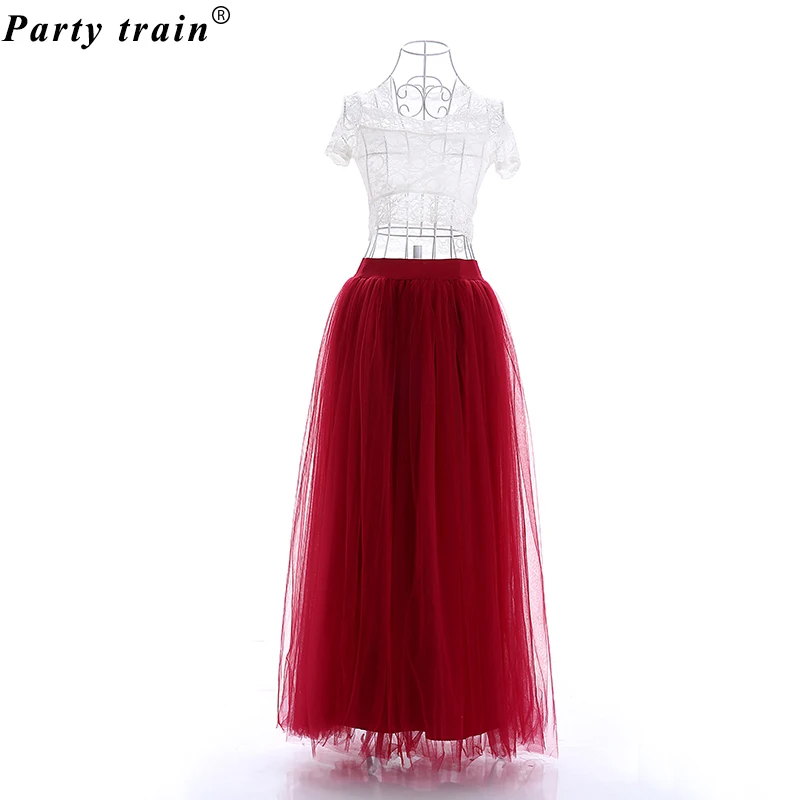 2018 Spring Fashion Womens Lace Princess Fairy Style 4 layers Voile Tulle Skirt Bouffant Puffy Fashion Skirt Long Tutu Skirts 37