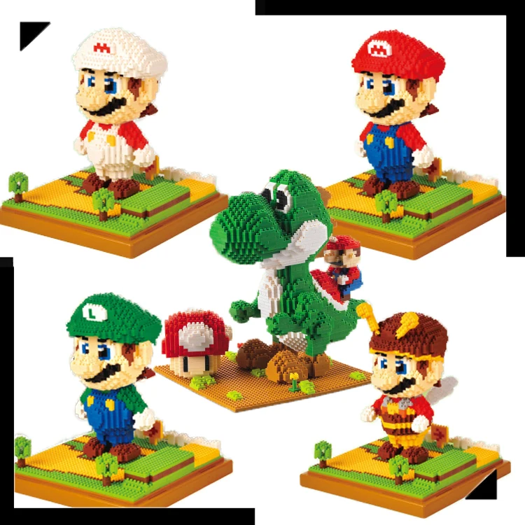 LNO 161 Super Mario Luigi Green Figure DIY Diamond Mini Building Nano Block Toy