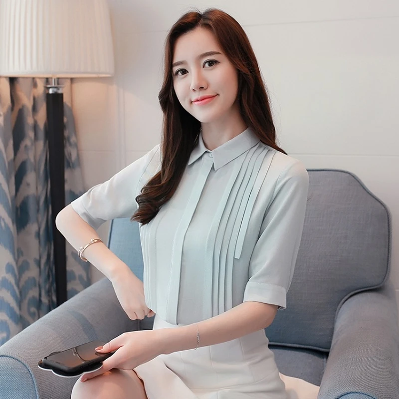 New 2019 Women Work Wear Light Green White Blouse Chiffon Shirt Career Accordion Pleated Half Sleeve Tops Summer T85293
New 2019 Women Work Wear Light Green White Blouse Chiffon Shirt Career Accordion Pleated Half Sleeve Tops Summer T85293