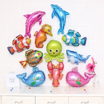 50pcs/lot Mini Sea Horse Shark Clown Fish Animal Balloon for children Birthday Party Decor Supplies foil Balloons Classic Toys
50pcs/lot Mini Sea Horse Shark Clown Fish Animal Balloon for children Birthday Party Decor Supplies foil Balloons Classic Toys