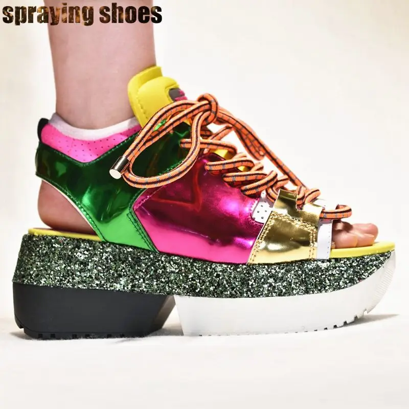 Brand New 2019 Neon Rope Design Bling Sequins Platform Cross Strap Lace Up Sport Sandals For Woman Summer Sandals Fashion Shoes
Brand New 2019 Neon Rope Design Bling Sequins Platform Cross Strap Lace Up Sport Sandals For Woman Summer Sandals Fashion Shoes
