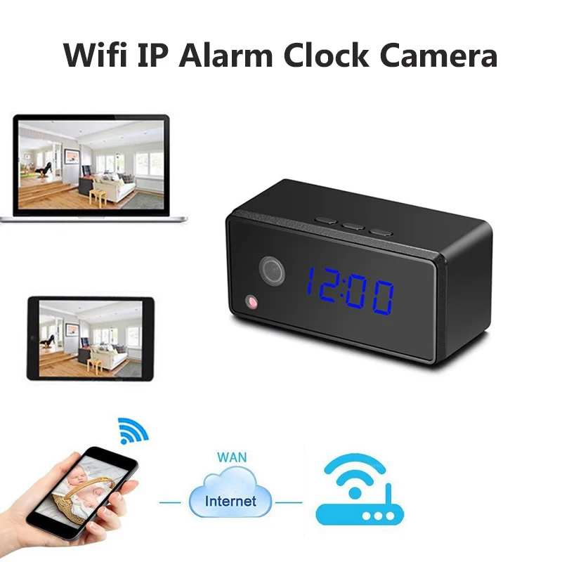 

H.264 WiFi Table Clock Mini Camera 720P HD IP P2P DVR Camcorder Alarm Set Night Vision Motion Sensor Remote Monitor Micro Cam