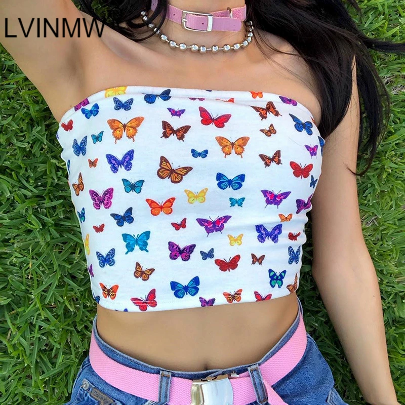 LVINMW Sexy Multicolor Butterfly Print Strapless Slash Neck Tube Tops Fashion 2019 Summer Women Slim Crop Tops Female Streetwear
LVINMW Sexy Multicolor Butterfly Print Strapless Slash Neck Tube Tops Fashion 2019 Summer Women Slim Crop Tops Female Streetwear