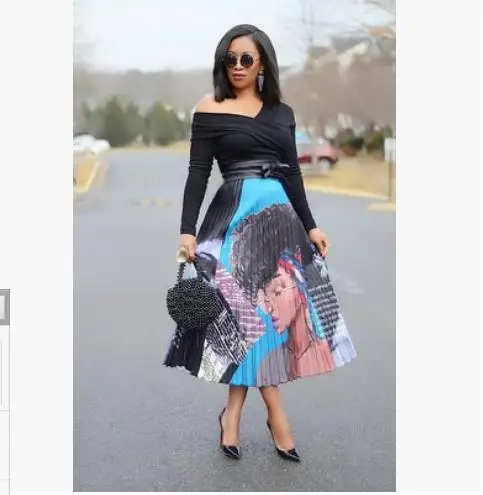 2019 Dashiki African women's wear new women retro cartoon print sexy high waist long leg African pleated skirt active wear casu
2019 Dashiki African women's wear new women retro cartoon print sexy high waist long leg African pleated skirt active wear casu