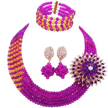 Purple Yellow Nigerian Wedding African Beads Jewelry Set Crystal Beaded Necklace Sets Bridal Jewelry Sets 5RJZ37 
Purple Yellow Nigerian Wedding African Beads Jewelry Set Crystal Beaded Necklace Sets Bridal Jewelry Sets 5RJZ37